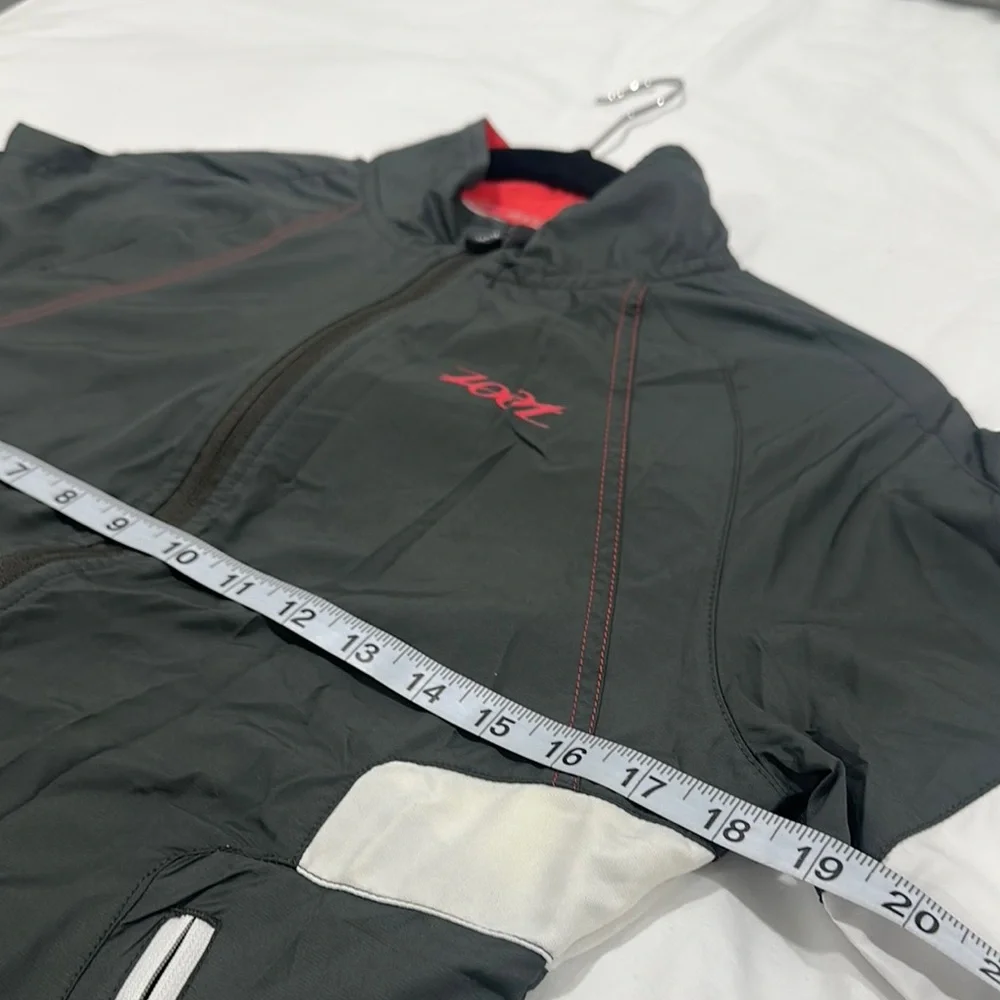 Women’s Dark Grey & White Zip Up Windbreaker Jacket Medium - Picture 7 of 8
